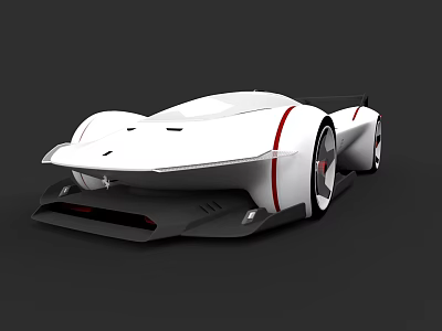White Sports Car With Streamlined Design Red Accents And Modern Futuristic Look 3d model
