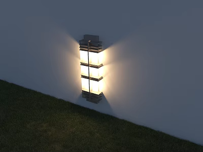 Outdoor Wall Mounted Three Tier Illuminated Light With Grass Area 3d model