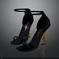 Stylish Black High Heels with Yellow YSL Heel Design as Essential Daily Fashion Footwear