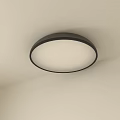 Modern Round Ceiling Light With Black Frame And White Shade On Ceiling 3d model