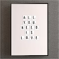 White LOVE Letters Arranged On Light Background With Dark Frame