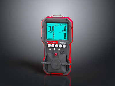 Handheld Detection Device Red Black Design With Digital Display Screen Gas Leak Monitoring Tool 3d model