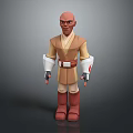 Game And Movie Character Bald Headed Brown Robe White Sleeves Red Belt Brown Boots