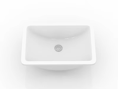White Square Ceramic Wash Basin with Modern Sleek Design for Bathroom Vanity 3d model