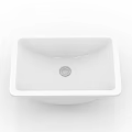 White Square Ceramic Wash Basin with Modern Sleek Design for Bathroom Vanity