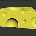 Bright Yellow Cheese Slice With Smooth Texture And Round Holes On Reflective Black Surface 3d model