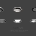 Modern Downlights and Spotlights for Ceiling Interior Illumination with Warm White Lighting