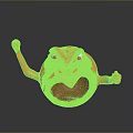 Angry Red Round Character With Raised Arms And Open Mouth Expression