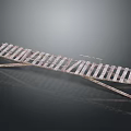 Modern Wooden Bridge Like Structure With Slats And Support Beams Design