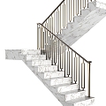 Modern stair steps stair handrail glass fence 3d model