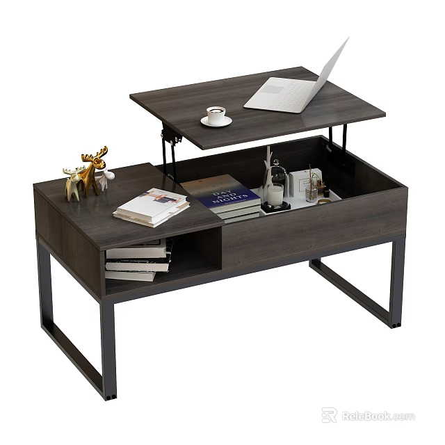 Modern Design Sofa Coffee Table Set With Double Tier Laptop Space Storage And Decorative Items 3d model