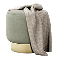 Beige Upholstered Ottoman with Gold Base and Soft Blanket and Multiple Color Choices