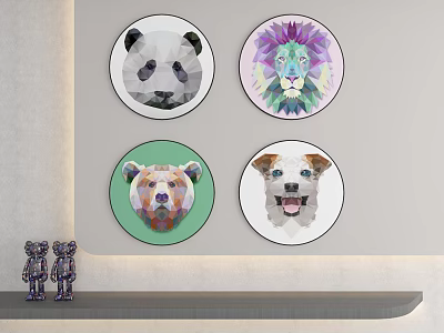 modern round frame painting 3d model