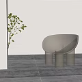 Transparent Acrylic Leisure Chair With Modern Design Green Plant And Wooden Floor
