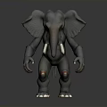 3D Character Elephant Creature Design with Large Ears White Tusks and Red Knee Details