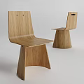 Modern Minimalist Wooden Dining Chairs With Smooth Backrest Seat And Conical Legs