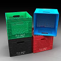 Multi Colored Plastic Storage Baskets with Perforated Design Handles and Fix Dry Label 3d model