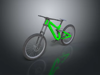 Green And Gray Mountain Bike With Sturdy Frame For Off Road Riding 3d model