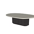 Modern Oval Dining Table With Golden Top And Black Base 3d model