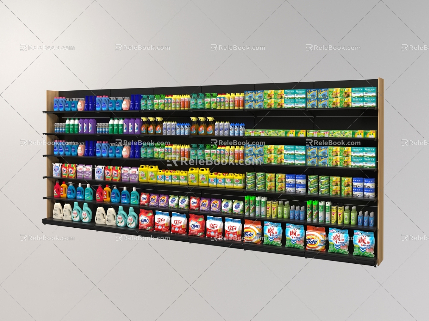 Display cabinet shelf daily necessities supermarket shelf shelf detergent shampoo mosquito-repellent incense washing powder soap 3d model