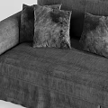 Comfortable Gray Sectional Sofa With Plush Velvet Pillows And Curved Arms