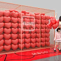Red Heart Balloons Decor Grid Frame With LOVE Sign Woman And Child Near MBS Logo