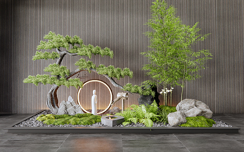 New Chinese style landscape sketch interior landscape 3d model