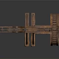 Ancient Wooden Crane Model with Lever System Wheel and Hook Structure