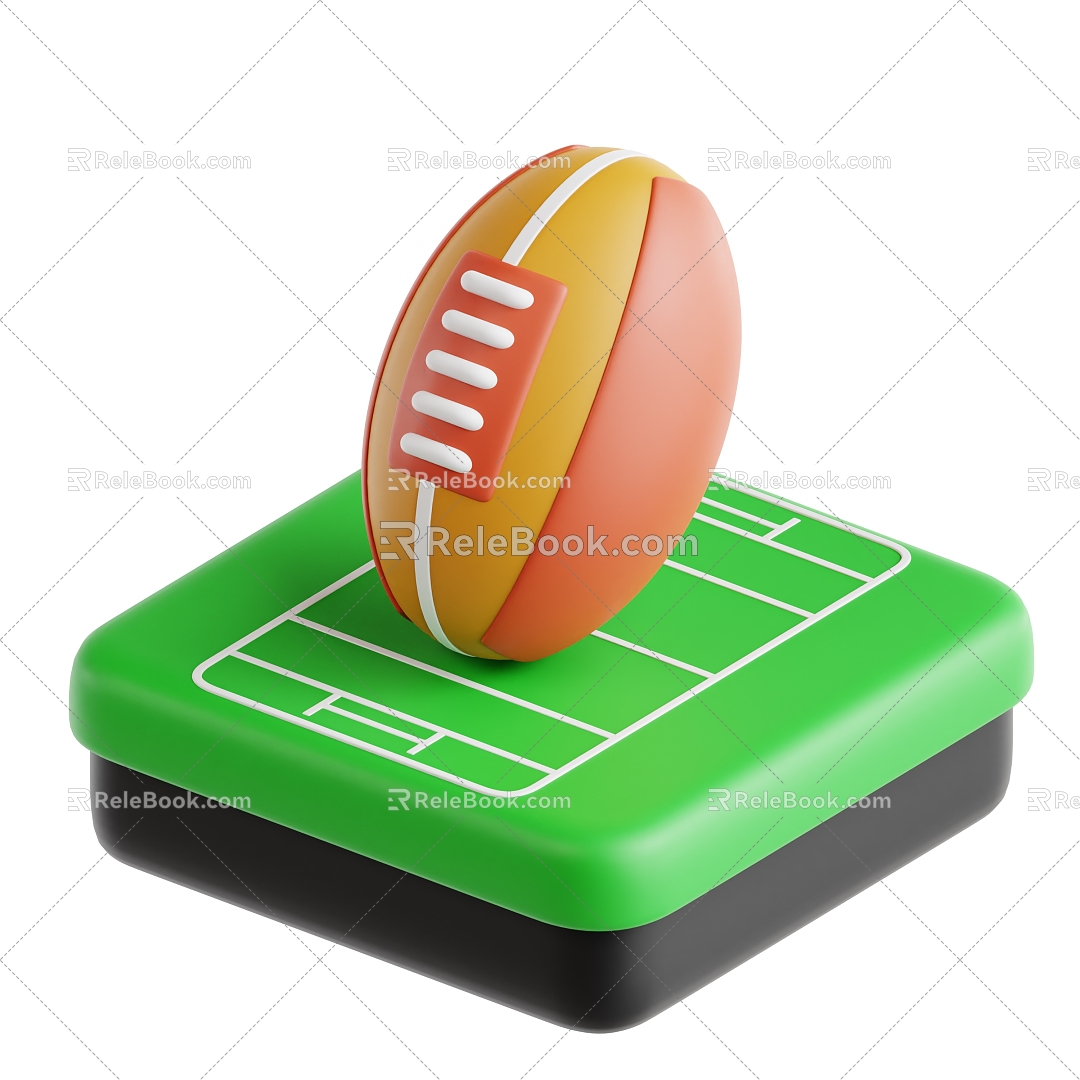 Rugby rugby field cartoon rugby 3d model