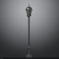 Classic Metal Street Lamp Post With Ornate Top And Slim Design