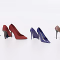Women's High Heel Shoes In Red Blue Beige And Brown Leather With Pointed Toe Design