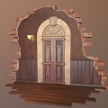 Door Gate Brick Door Stone Gate Castle Gate Castle Gate PBR Wooden Door 3d model