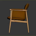 Modern Comfortable Orange Leisure Chair With Upholstered Seat And Wooden Frame