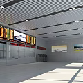 Contemporary Transportation Hub Interior With Digital Information Screens Advertising Posters And Ceiling Lighting Design