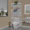 Modern White Bathroom Cabinet Rack With Multi Layer Storage And Toiletries Organizer