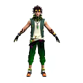 A Stylish Man In Green Pants Vest With Arm Tattoos Yellow Glasses And Scarf