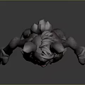 Anthropomorphic Character Creature with Rabbit Like Ears Gray Fur Brown Body and Red Glowing Chest