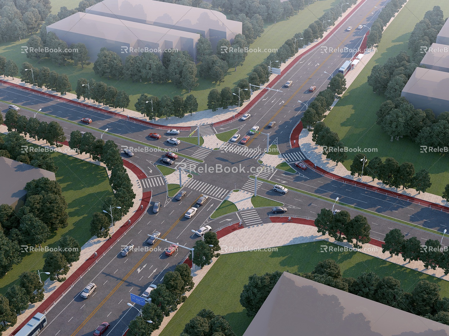 Modern roads, road facilities 3d model