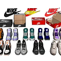 Various Colors And Styles Shoes Displayed With Shoe Boxes And Yellow Logo