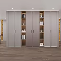 Modern Home Office With Gray Storage Cabinets Open Shelves Books Desk And Chairs