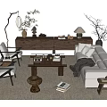 Sofa coffee table combination 3d model