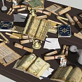 Creative Garden Ornaments With Vintage Scrolls Herb Illustrations And Handwritten Notes 3d model