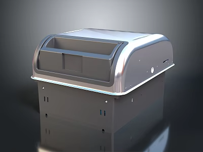 Black Household Trash Can With Silver Lid And Modern Sturdy Base Design 3d model
