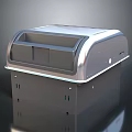 Black Household Trash Can With Silver Lid And Modern Sturdy Base Design