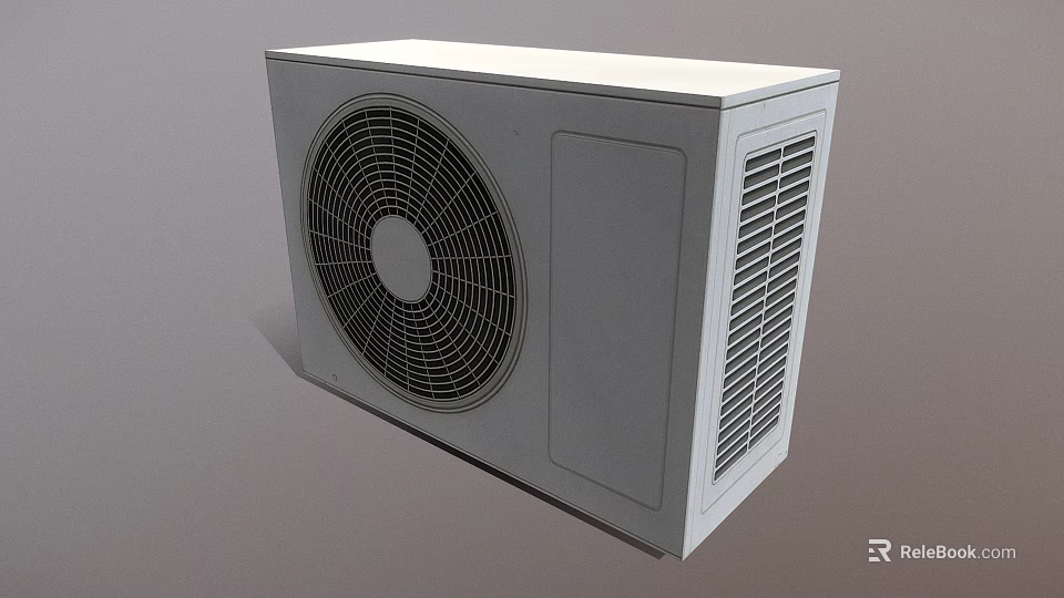 Modern Grey Air Conditioner Fan With Circular Grille And Side Vents Design 3d model 