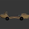 Military Vehicle Amphibious Sand Colored Design Open Cargo Area With Antenna And Storage Compartments
