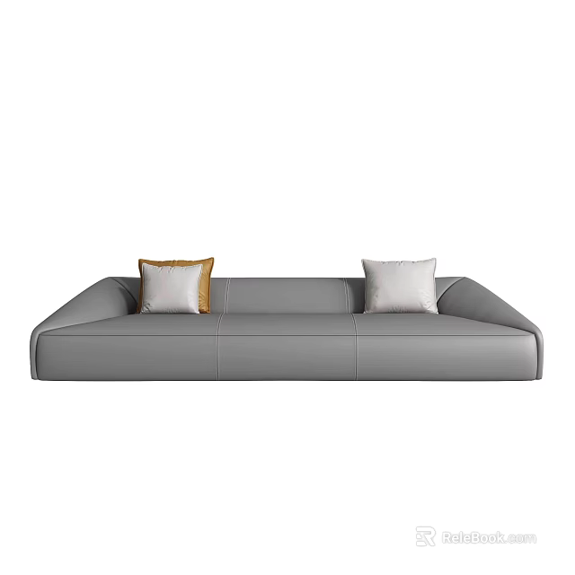 Large Modern Gray Sectional Sofa With White And Orange Accent Pillows 3d model