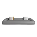 Large Modern Gray Sectional Sofa With White And Orange Accent Pillows 3d model