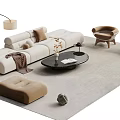 Modern White Sofa Set With Armchairs Coffee Table Ottoman And Floor Lamp