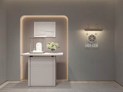 Minimalist Design Display Shelf With Glass Panel And LED Lighting In Modern Shop Interior 3d model
